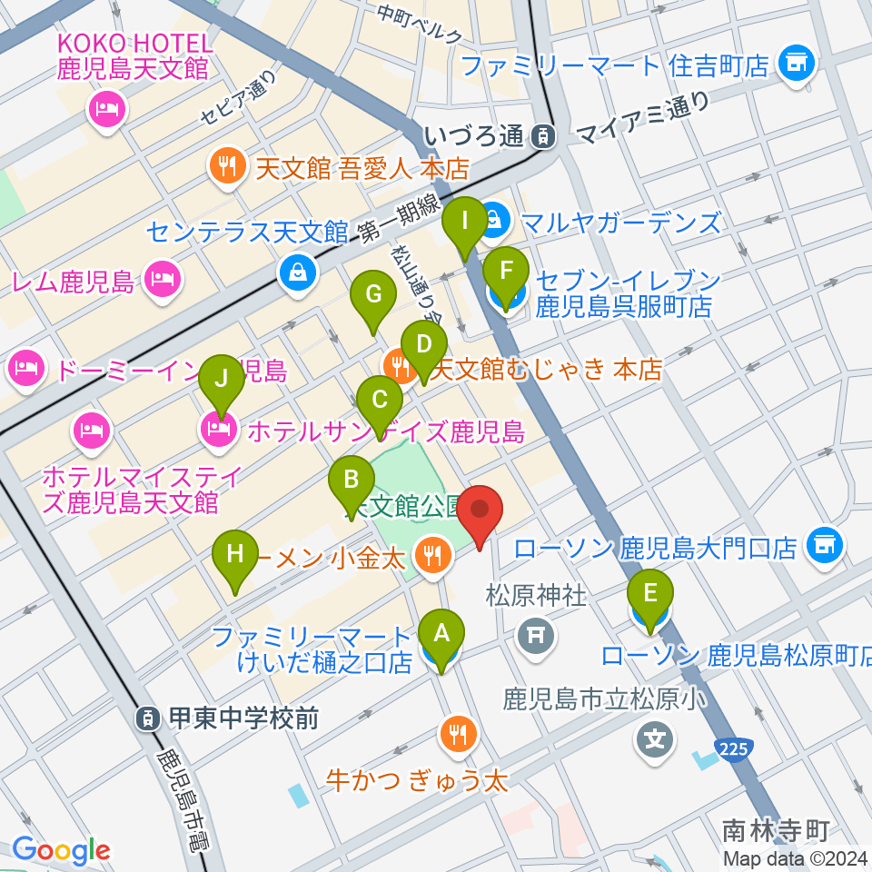 鹿児島スピードキング周辺のコンビニエンスストア一覧地図