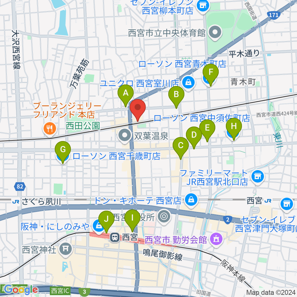 音楽スタジオ モンジャクシン周辺のコンビニエンスストア一覧地図