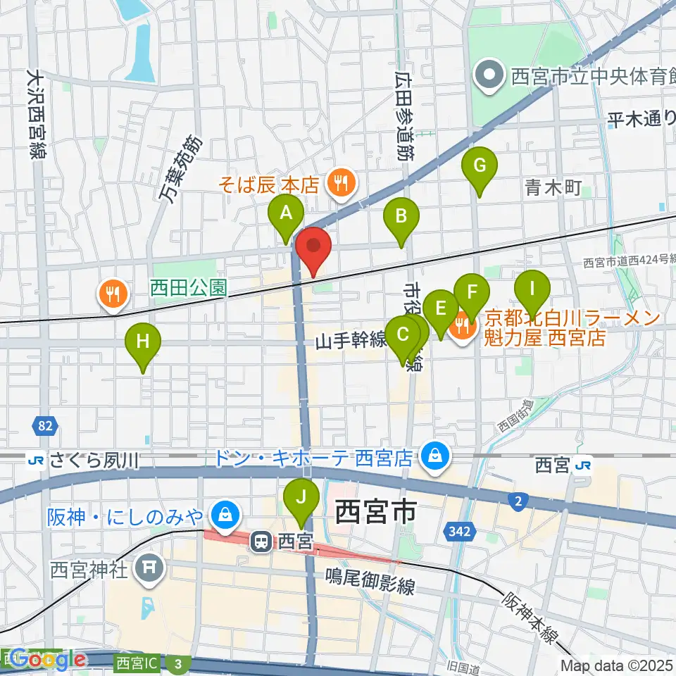 西宮モンジャクシン周辺のコンビニエンスストア一覧地図