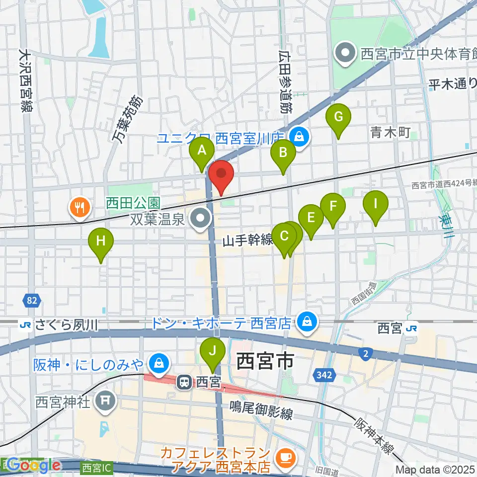 西宮モンジャクシン周辺のコンビニエンスストア一覧地図