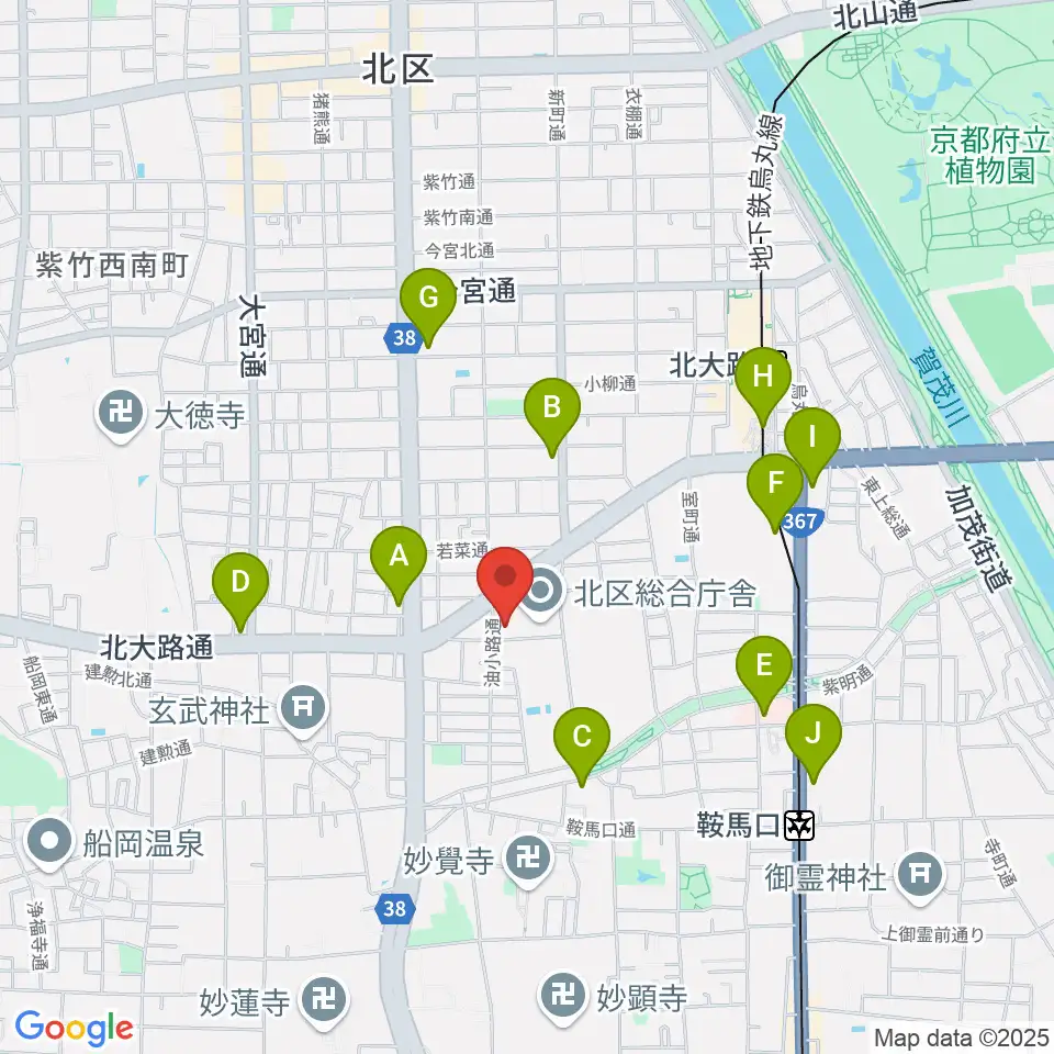 京都市北青少年活動センター周辺のコンビニエンスストア一覧地図