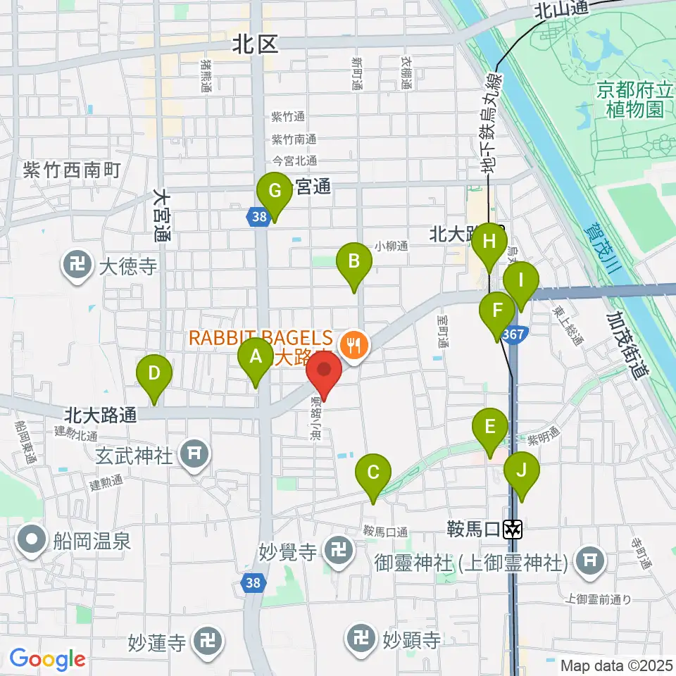 京都市北青少年活動センター周辺のコンビニエンスストア一覧地図