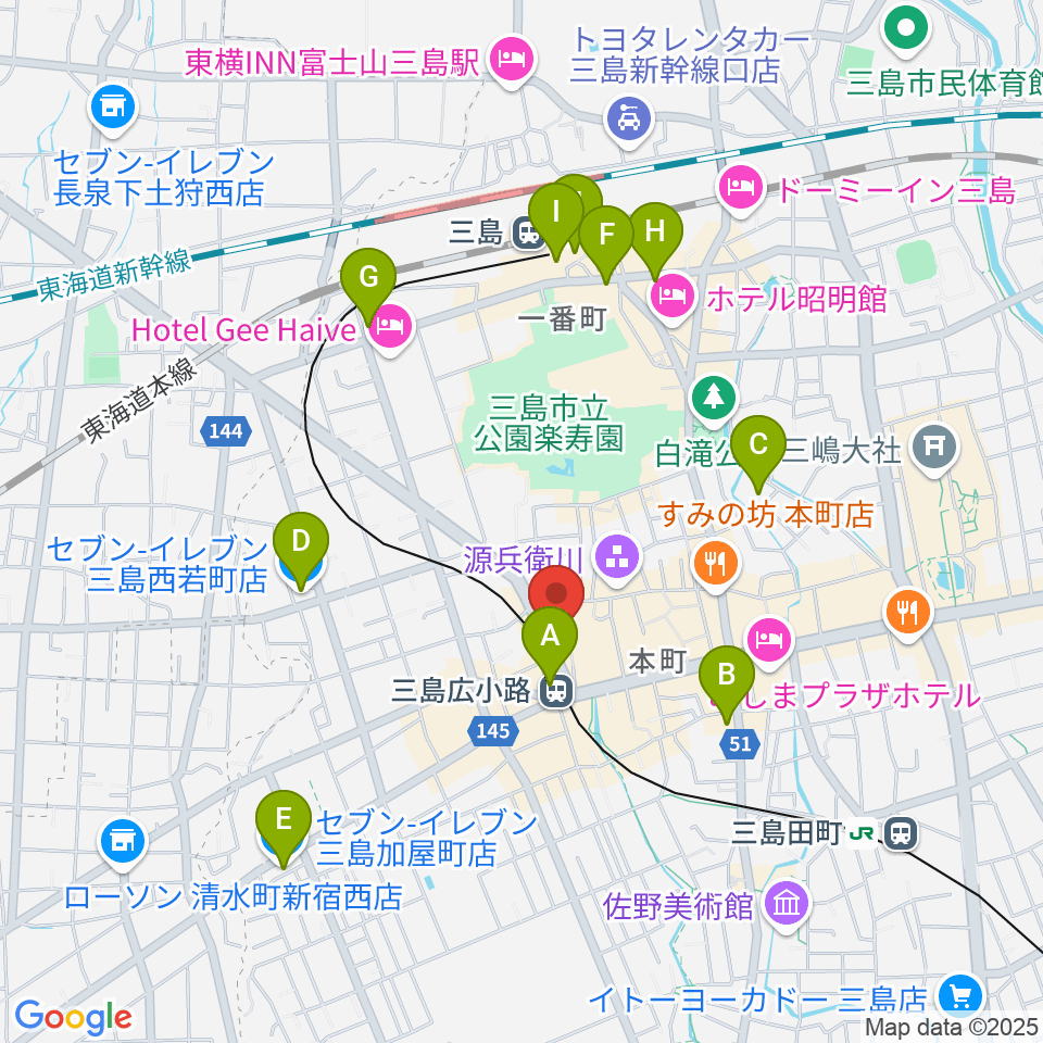 STUDIO O&K 三島店周辺のコンビニエンスストア一覧地図