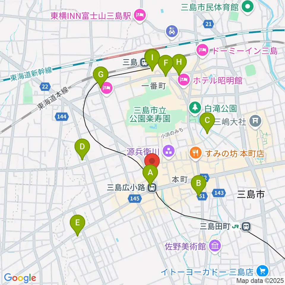 STUDIO O&K 三島店周辺のコンビニエンスストア一覧地図