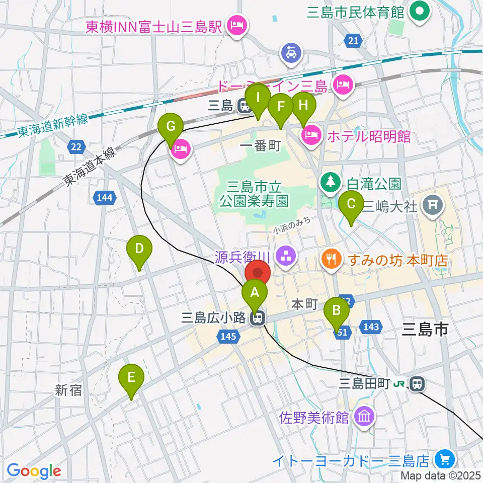 STUDIO O&K 三島店周辺のコンビニエンスストア一覧地図