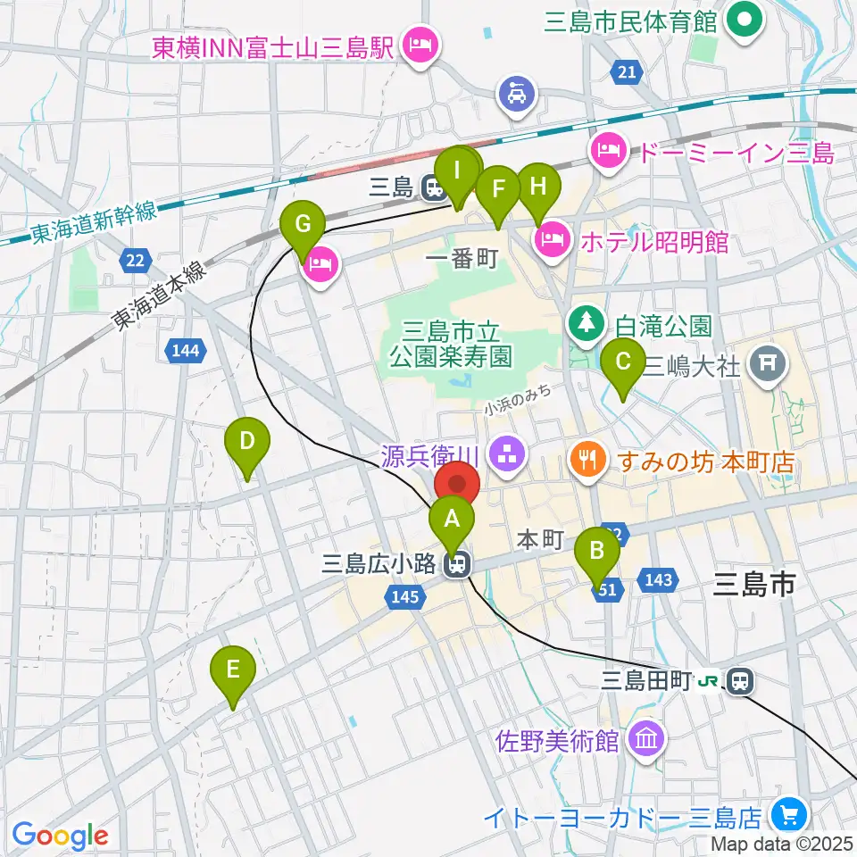 STUDIO O&K 三島店周辺のコンビニエンスストア一覧地図