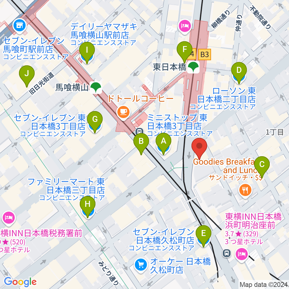 株式会社プリマ楽器周辺のコンビニエンスストア一覧地図