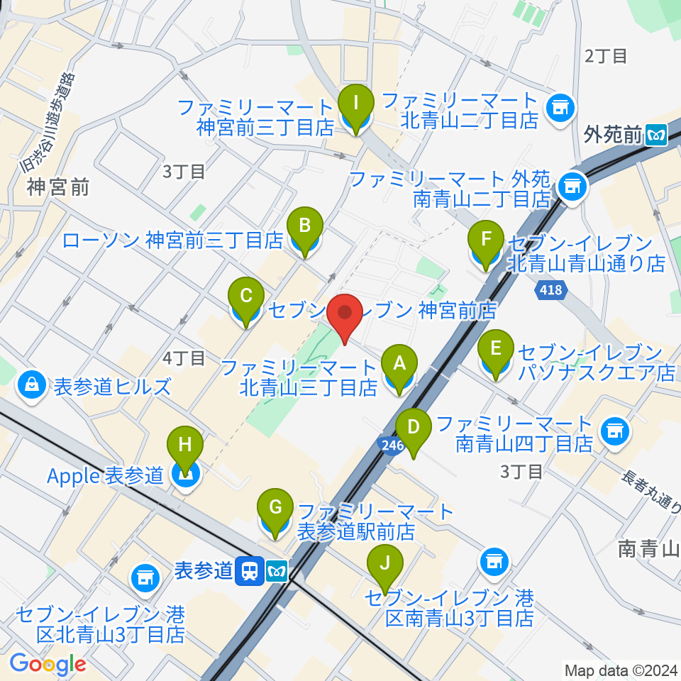 スタインウェイ＆サンズ東京周辺のコンビニエンスストア一覧地図