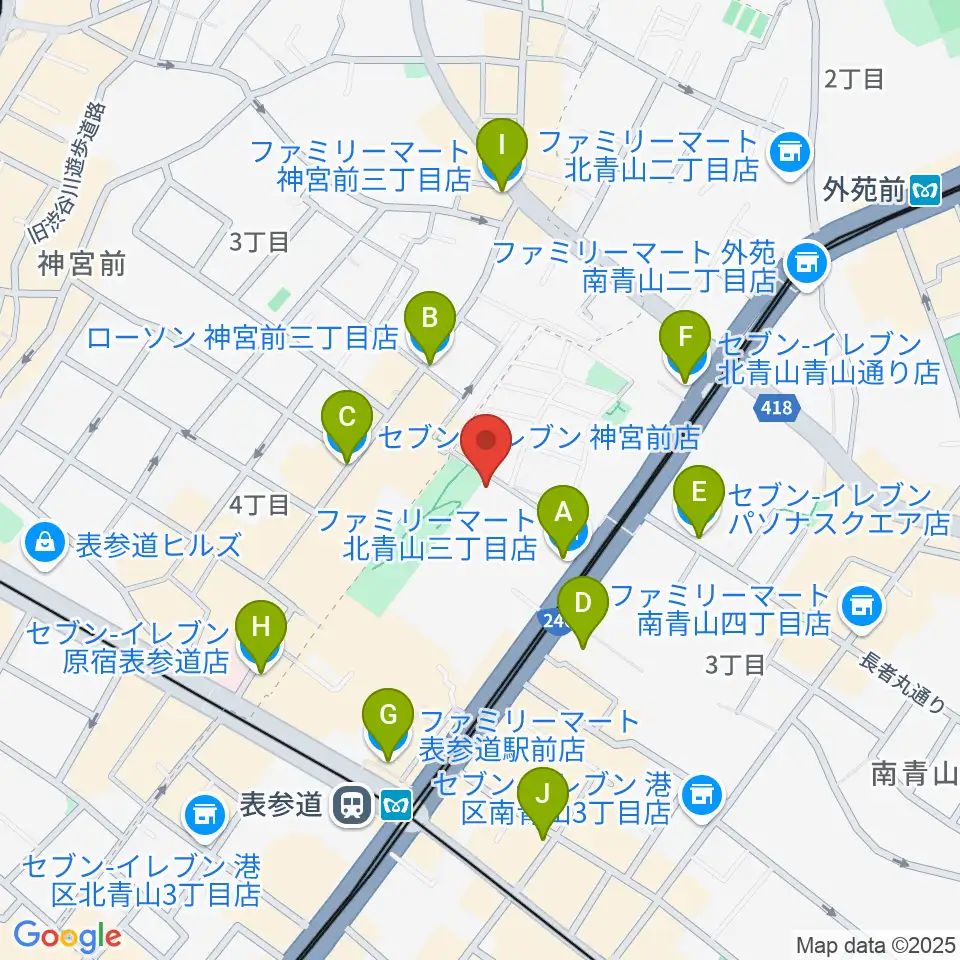 スタインウェイ&サンズ東京周辺のコンビニエンスストア一覧地図