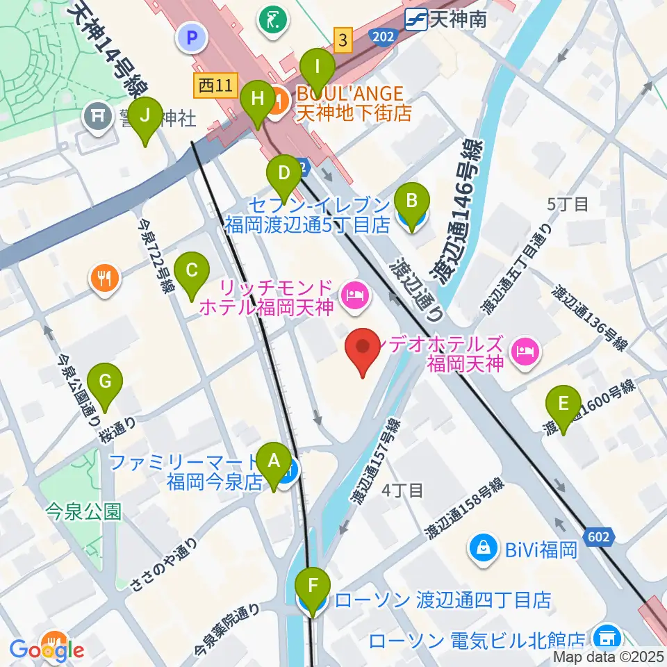 福岡トヨタホール スカラエスパシオ周辺のコンビニエンスストア一覧地図