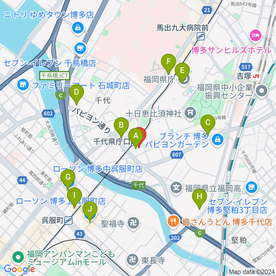 ガスホール周辺のコンビニエンスストア一覧地図