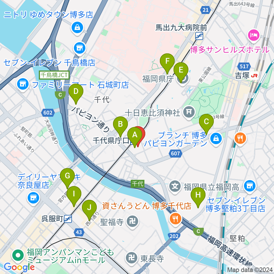 ガスホール周辺のコンビニエンスストア一覧地図