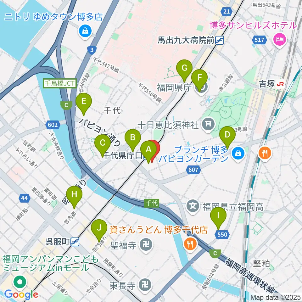 ガスホール周辺のコンビニエンスストア一覧地図