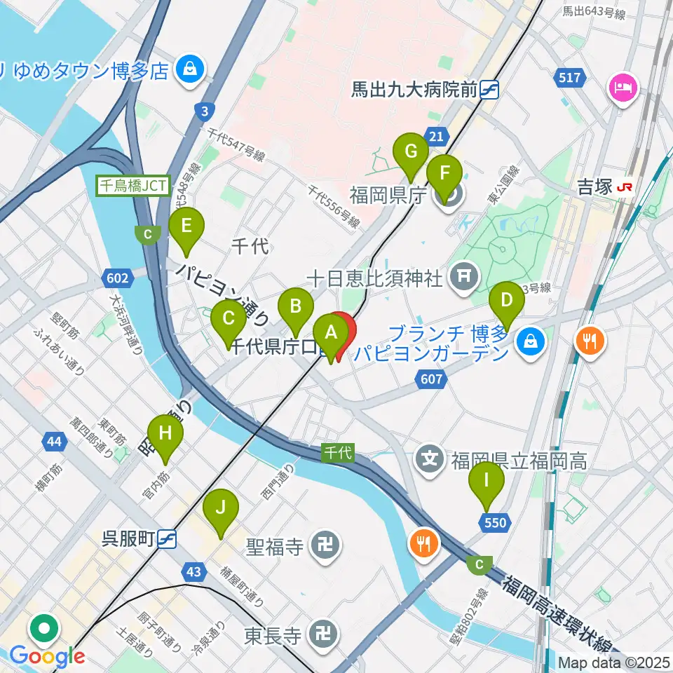 ガスホール周辺のコンビニエンスストア一覧地図