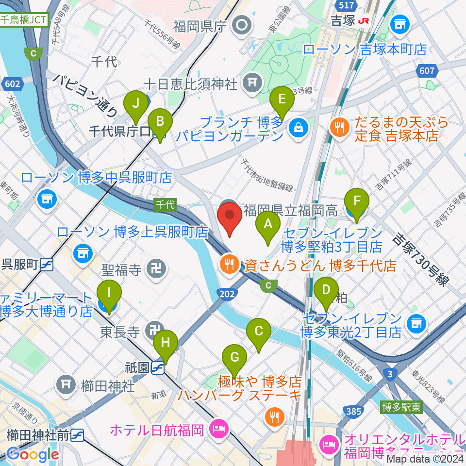 石蔵酒造 博多百年蔵周辺のコンビニエンスストア一覧地図