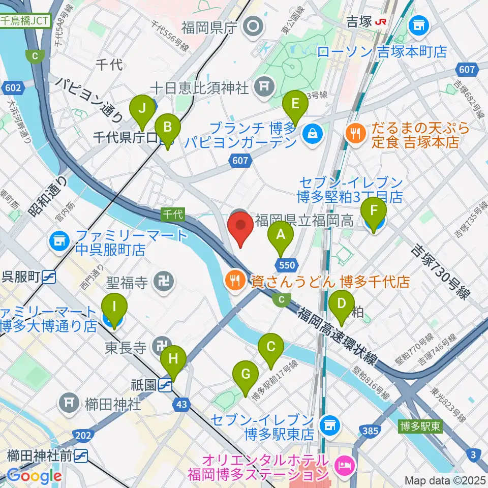 石蔵酒造 博多百年蔵周辺のコンビニエンスストア一覧地図