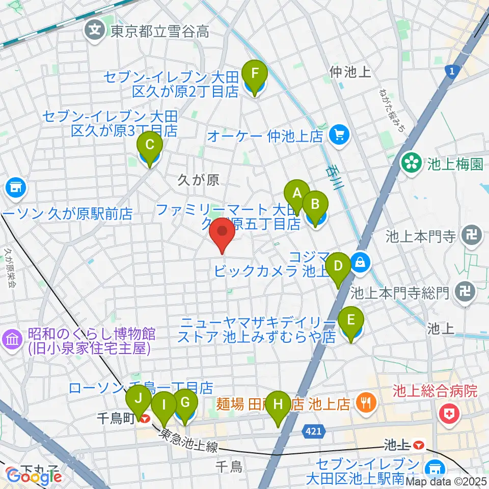 窪田ヴァイオリン教室周辺のコンビニエンスストア一覧地図