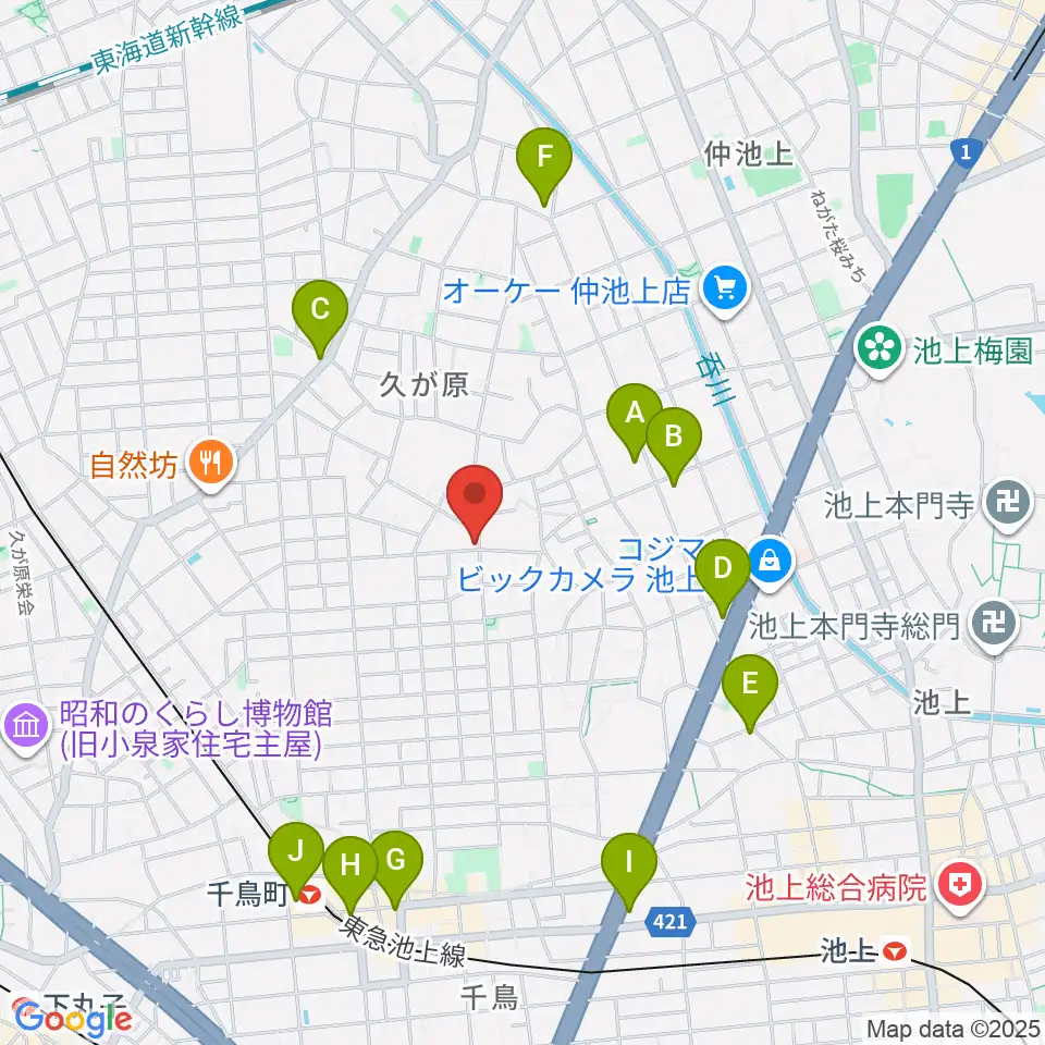 窪田ヴァイオリン教室周辺のコンビニエンスストア一覧地図