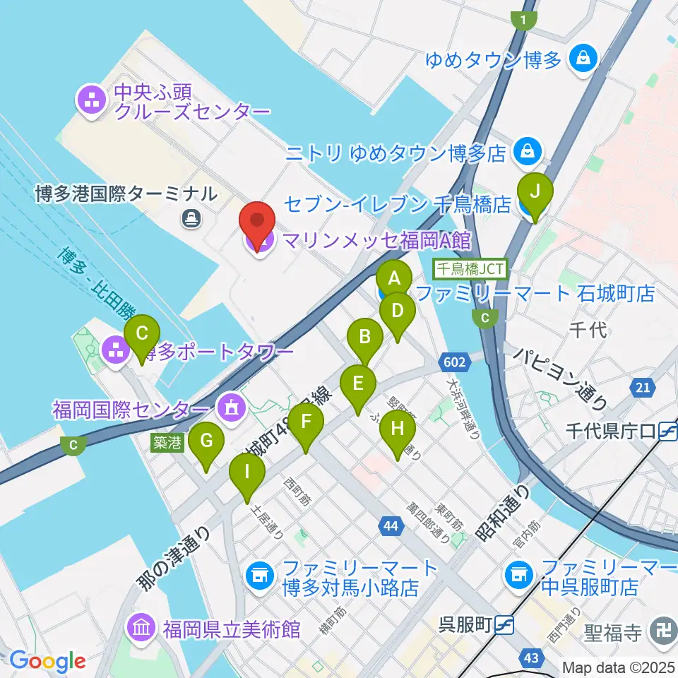 マリンメッセ福岡A館周辺のコンビニエンスストア一覧地図