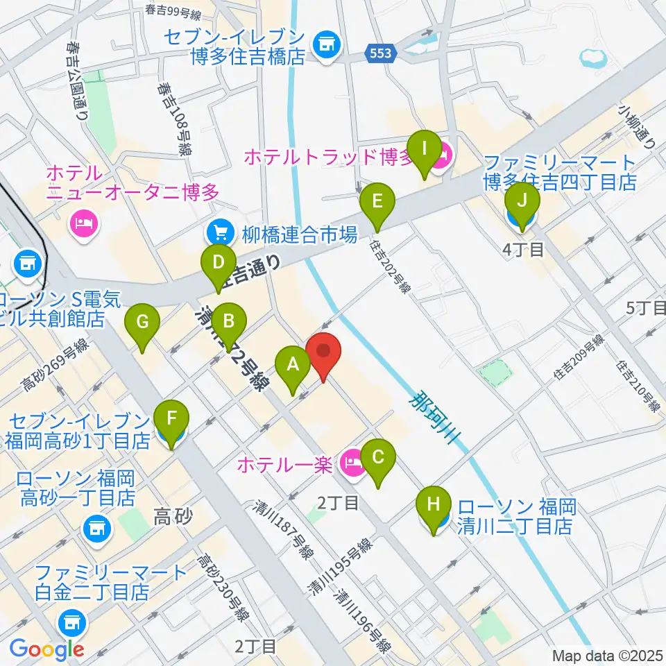 福岡UTERO周辺のコンビニエンスストア一覧地図