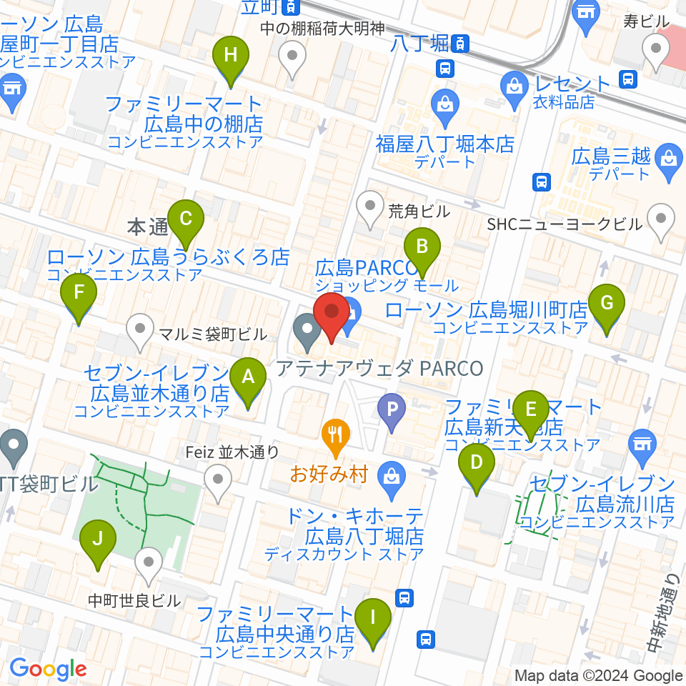 広島クラブクアトロ周辺のコンビニエンスストア一覧地図