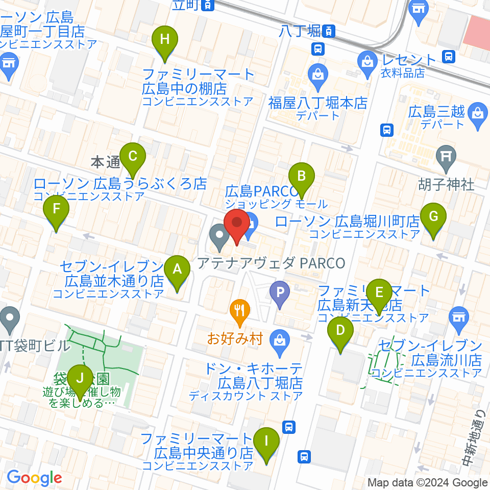 広島クラブクアトロ周辺のコンビニエンスストア一覧地図