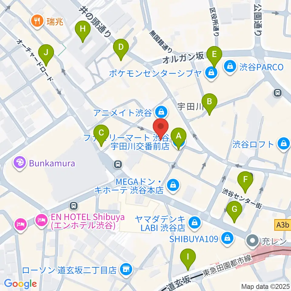 渋谷クラブクアトロ周辺のコンビニエンスストア一覧地図