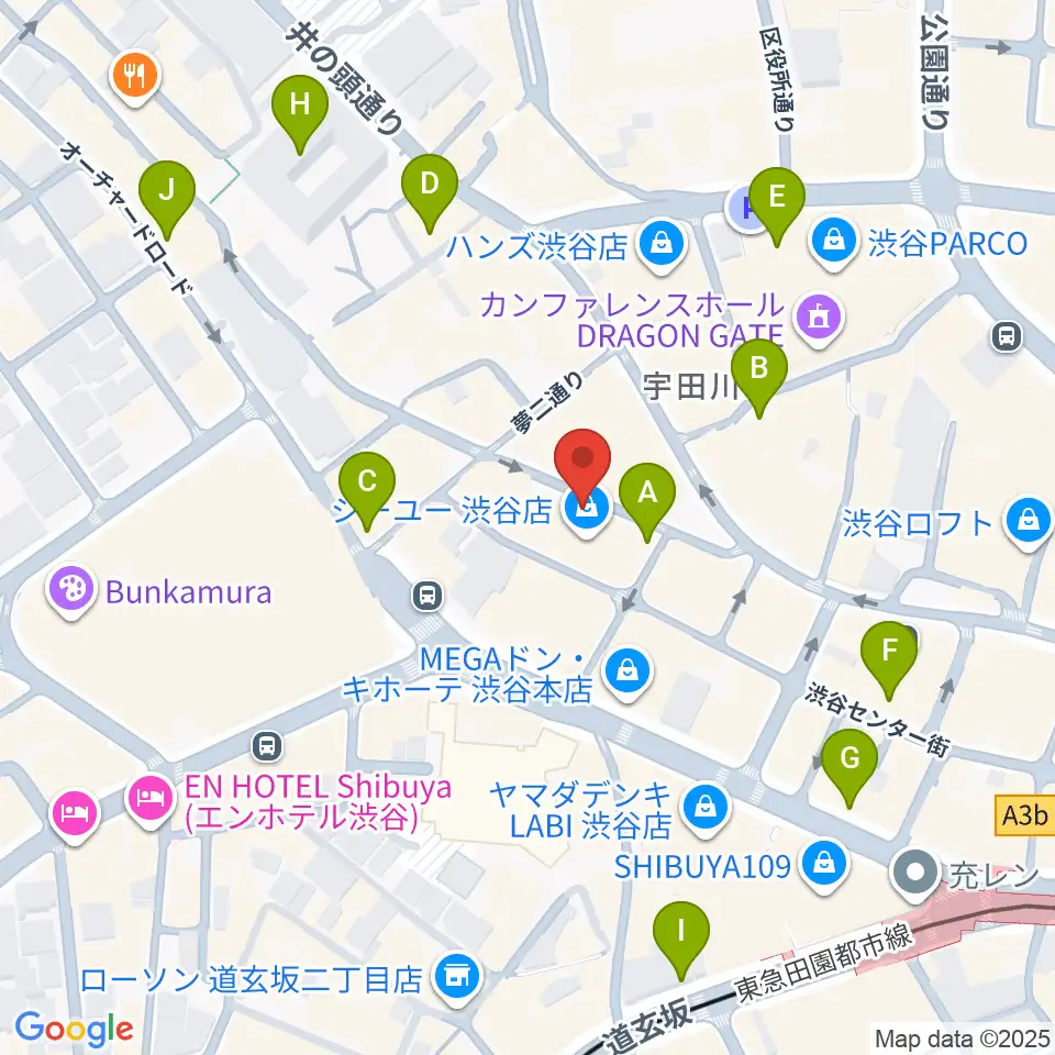 渋谷クラブクアトロ周辺のコンビニエンスストア一覧地図