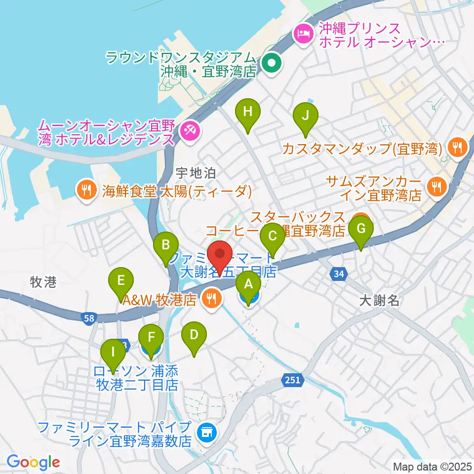 宜野湾スタジオ8528周辺のコンビニエンスストア一覧地図