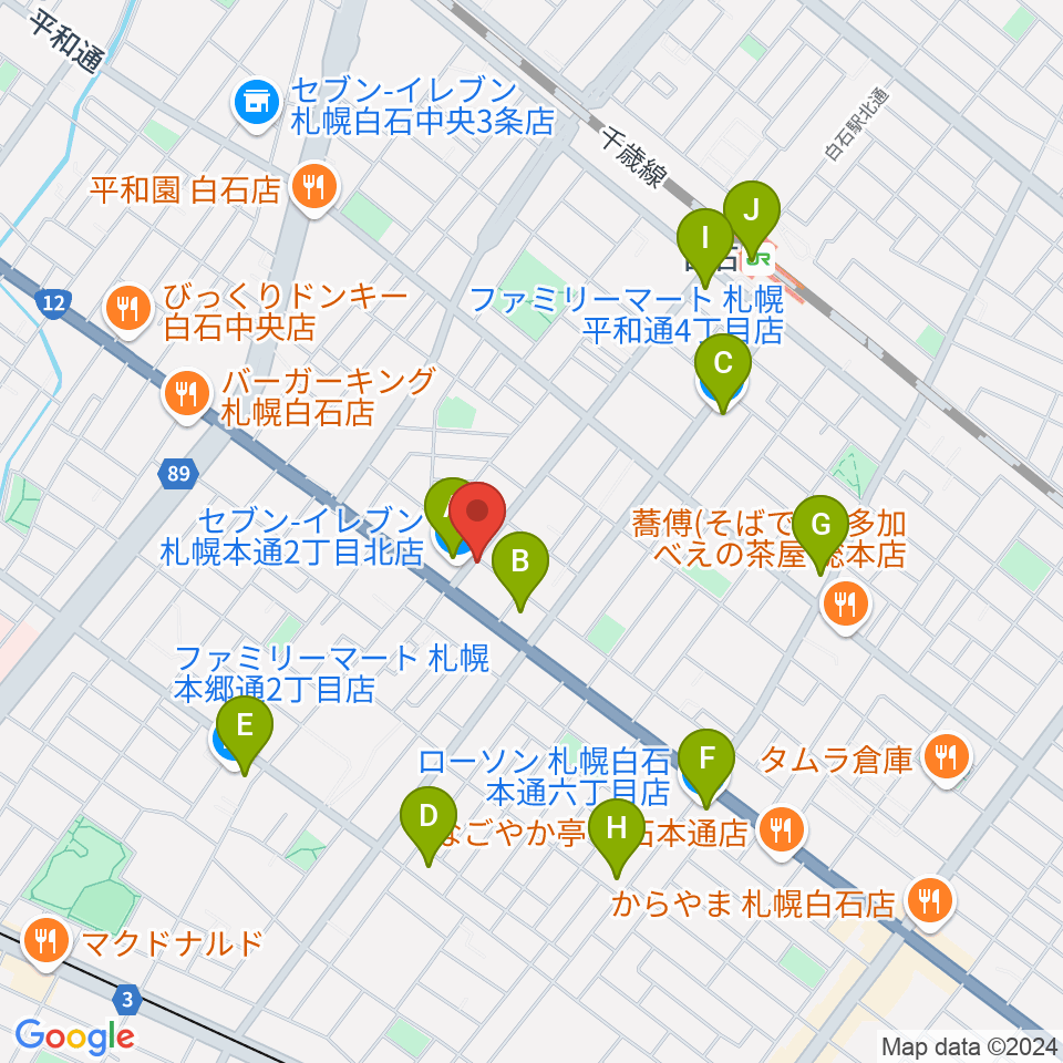 ピグスティー周辺のコンビニエンスストア一覧地図