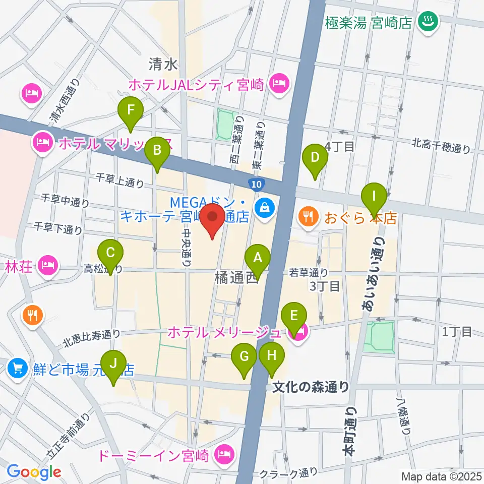 宮崎FLOOR周辺のコンビニエンスストア一覧地図