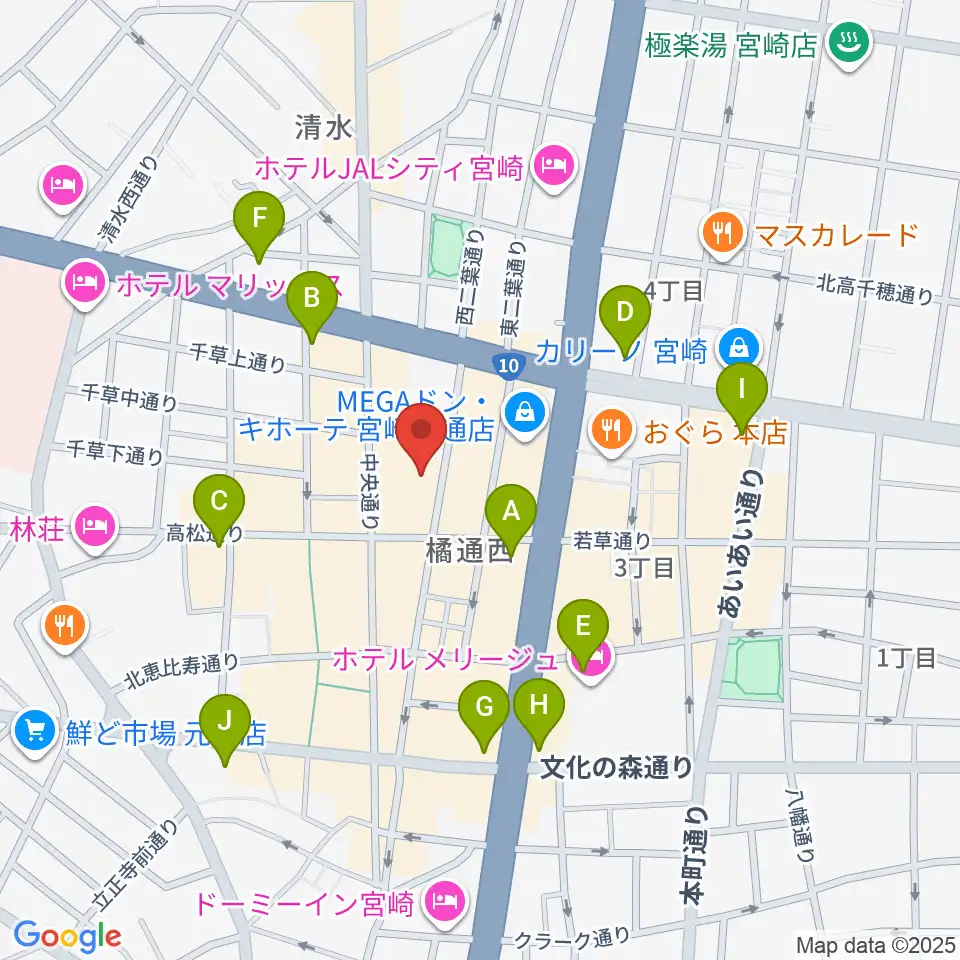 宮崎FLOOR周辺のコンビニエンスストア一覧地図