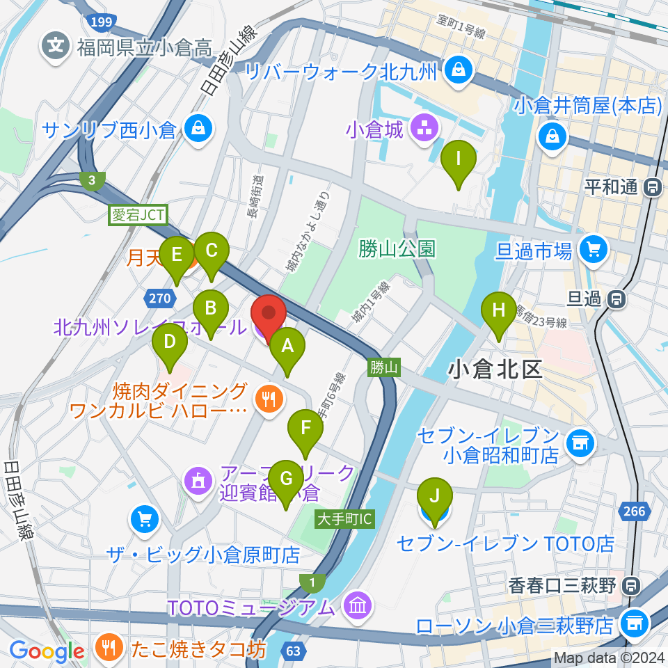 北九州ソレイユホール周辺のコンビニエンスストア一覧地図