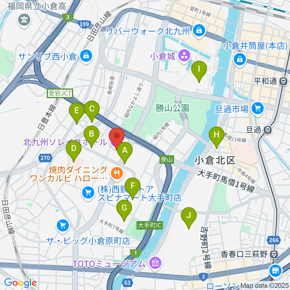 北九州ソレイユホール周辺のコンビニエンスストア一覧地図