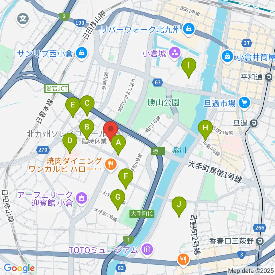 北九州ソレイユホール周辺のコンビニエンスストア一覧地図