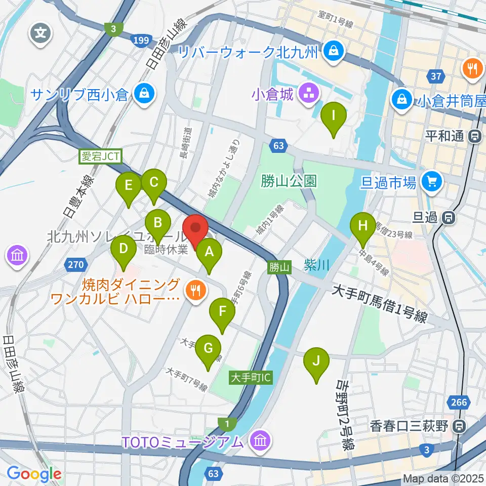 北九州ソレイユホール周辺のコンビニエンスストア一覧地図