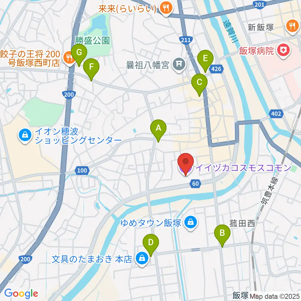 イイヅカコスモスコモン周辺のコンビニエンスストア一覧地図
