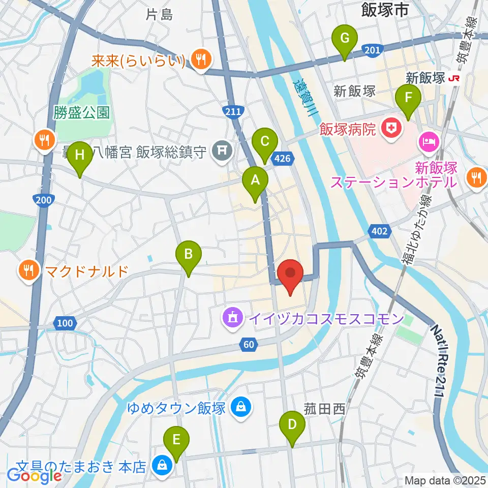 嘉穂劇場周辺のコンビニエンスストア一覧地図