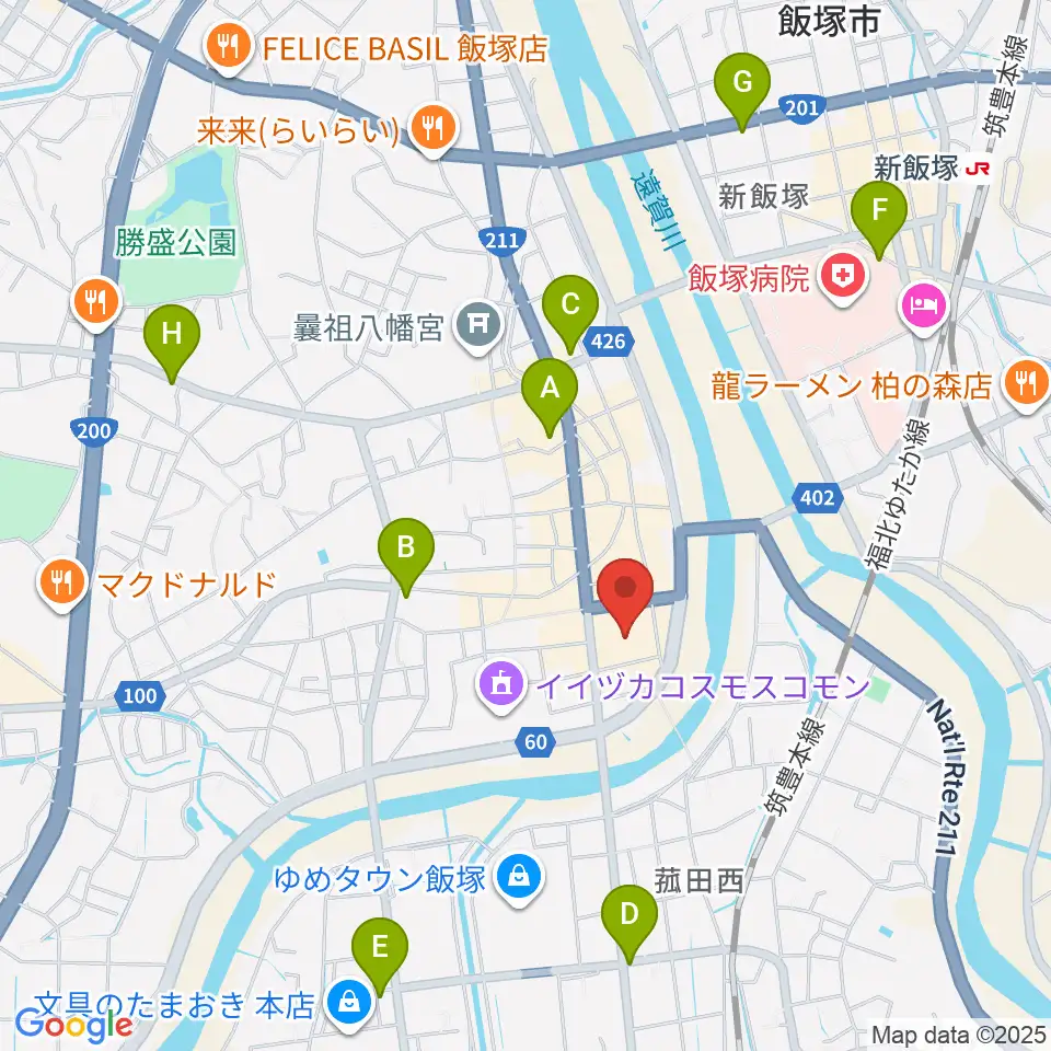 嘉穂劇場周辺のコンビニエンスストア一覧地図