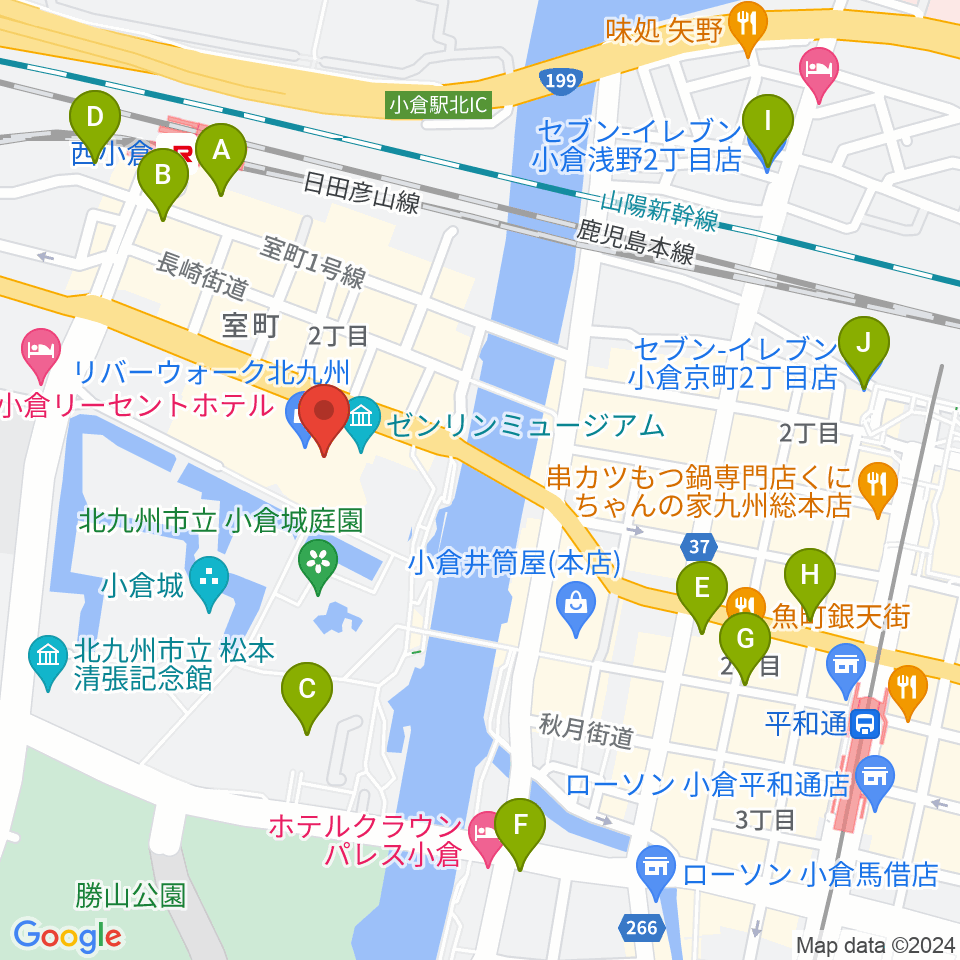 J:COM北九州芸術劇場周辺のコンビニエンスストア一覧地図