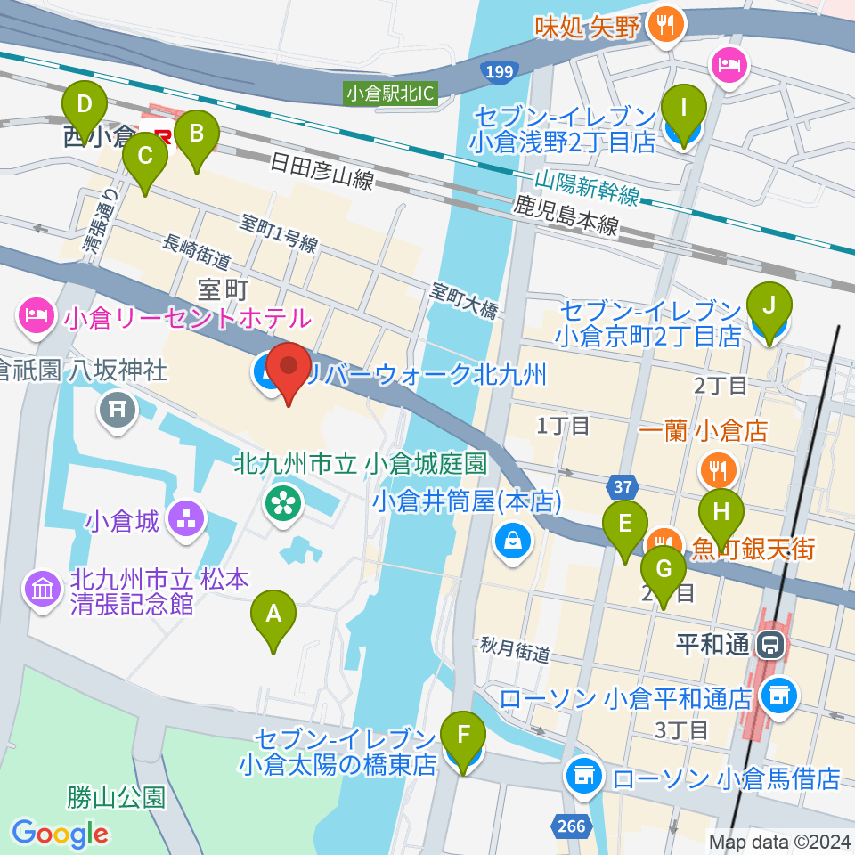 J:COM北九州芸術劇場周辺のコンビニエンスストア一覧地図