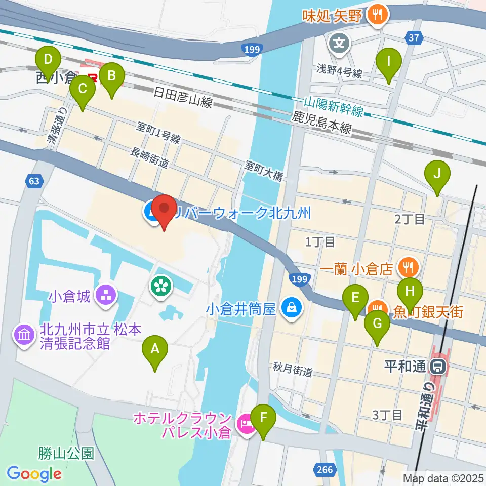 J:COM北九州芸術劇場周辺のコンビニエンスストア一覧地図