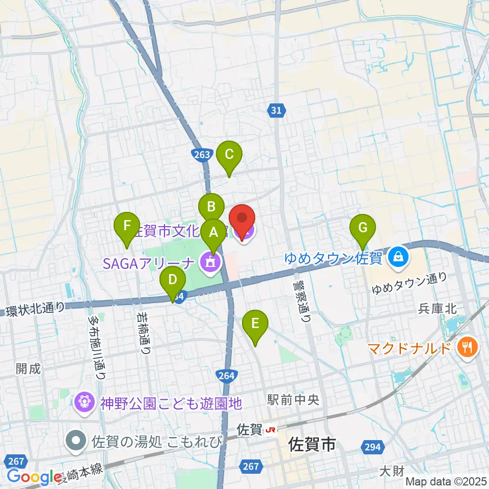 佐賀市文化会館周辺のコンビニエンスストア一覧地図