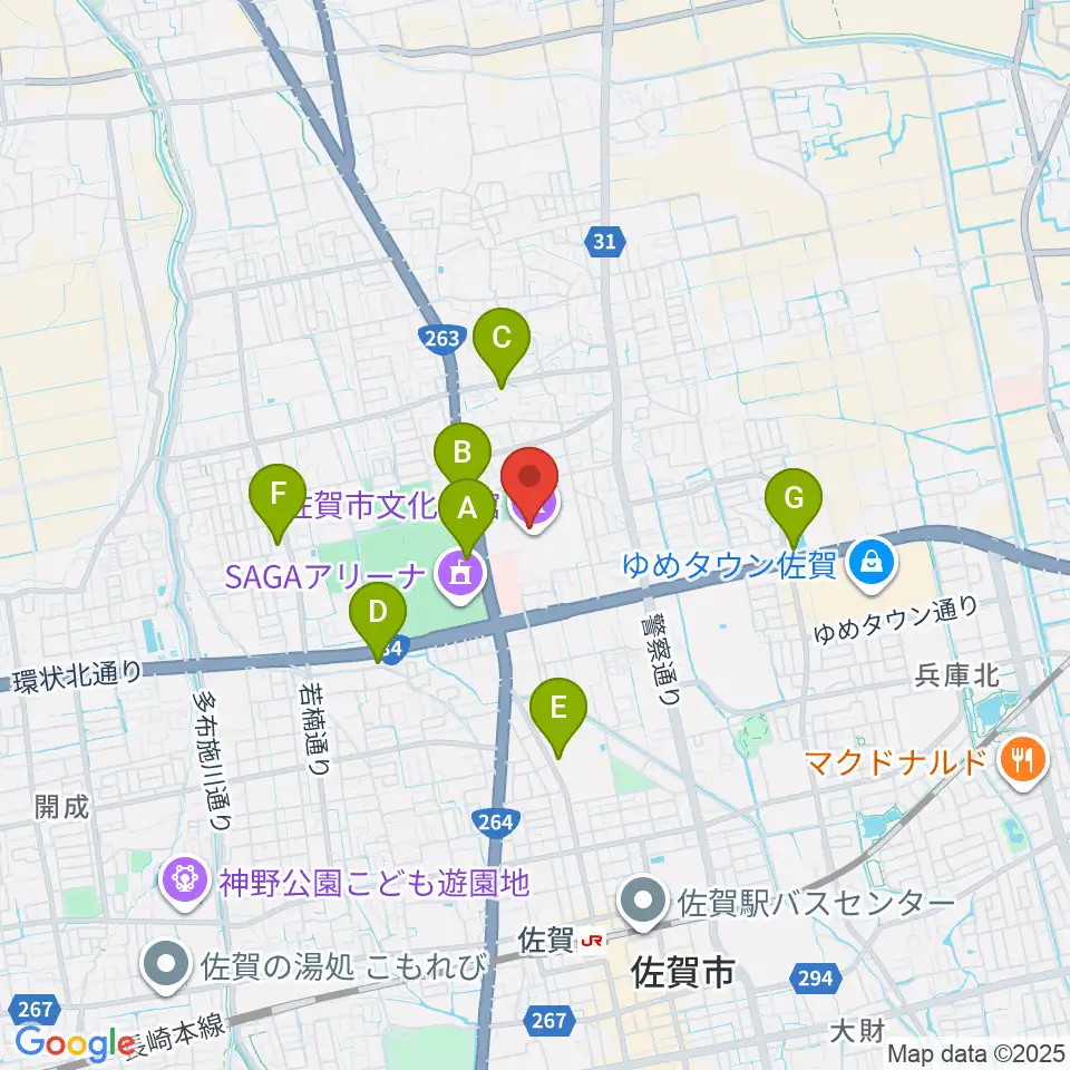 佐賀市文化会館周辺のコンビニエンスストア一覧地図