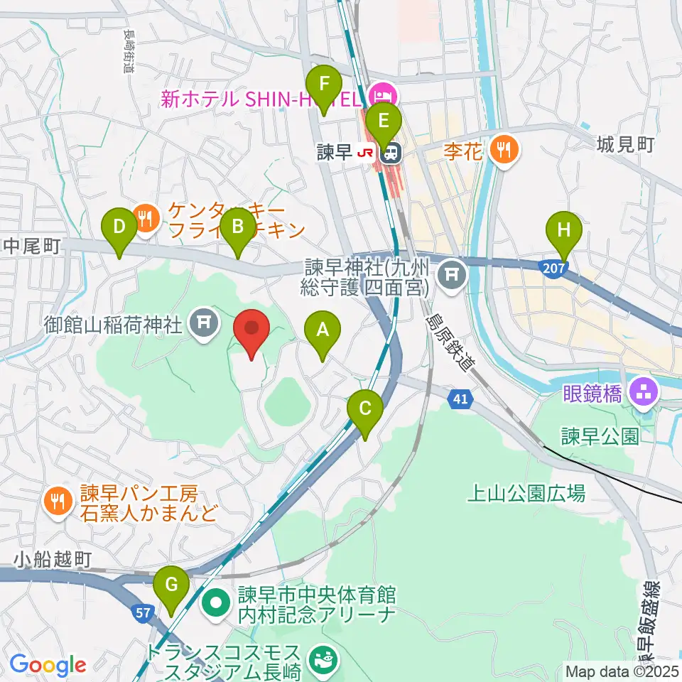 諫早文化会館周辺のコンビニエンスストア一覧地図