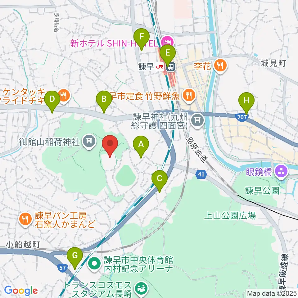 諫早文化会館周辺のコンビニエンスストア一覧地図