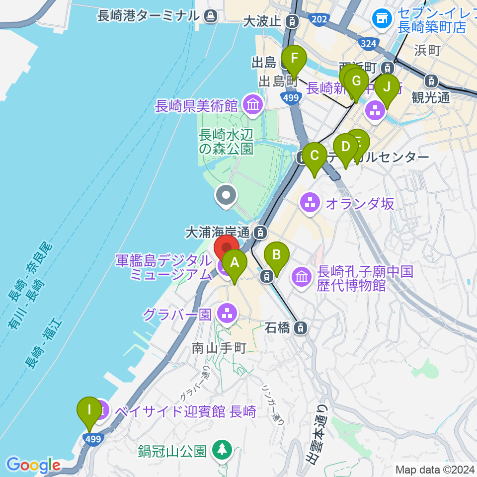 旧香港上海銀行長崎支店記念館周辺のコンビニエンスストア一覧地図