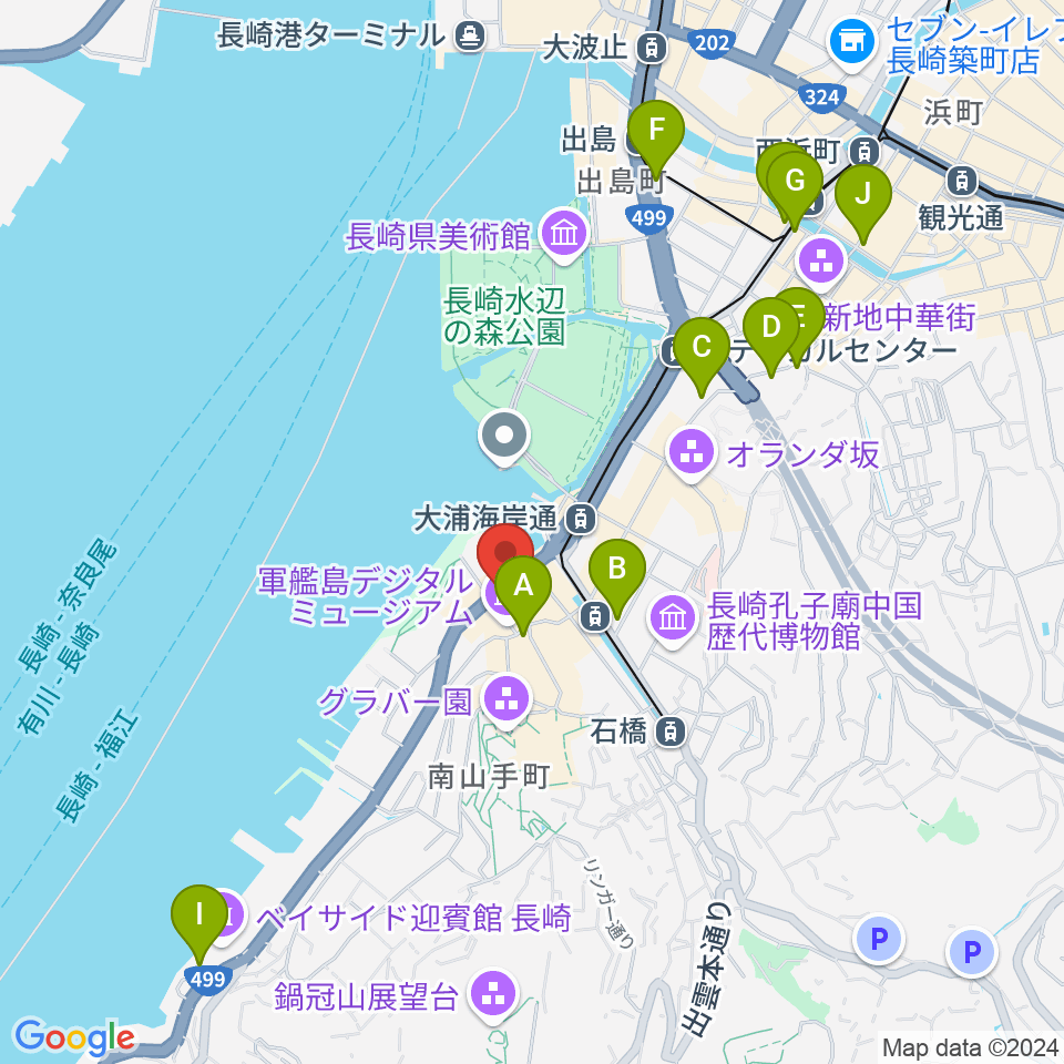 旧香港上海銀行長崎支店記念館周辺のコンビニエンスストア一覧地図