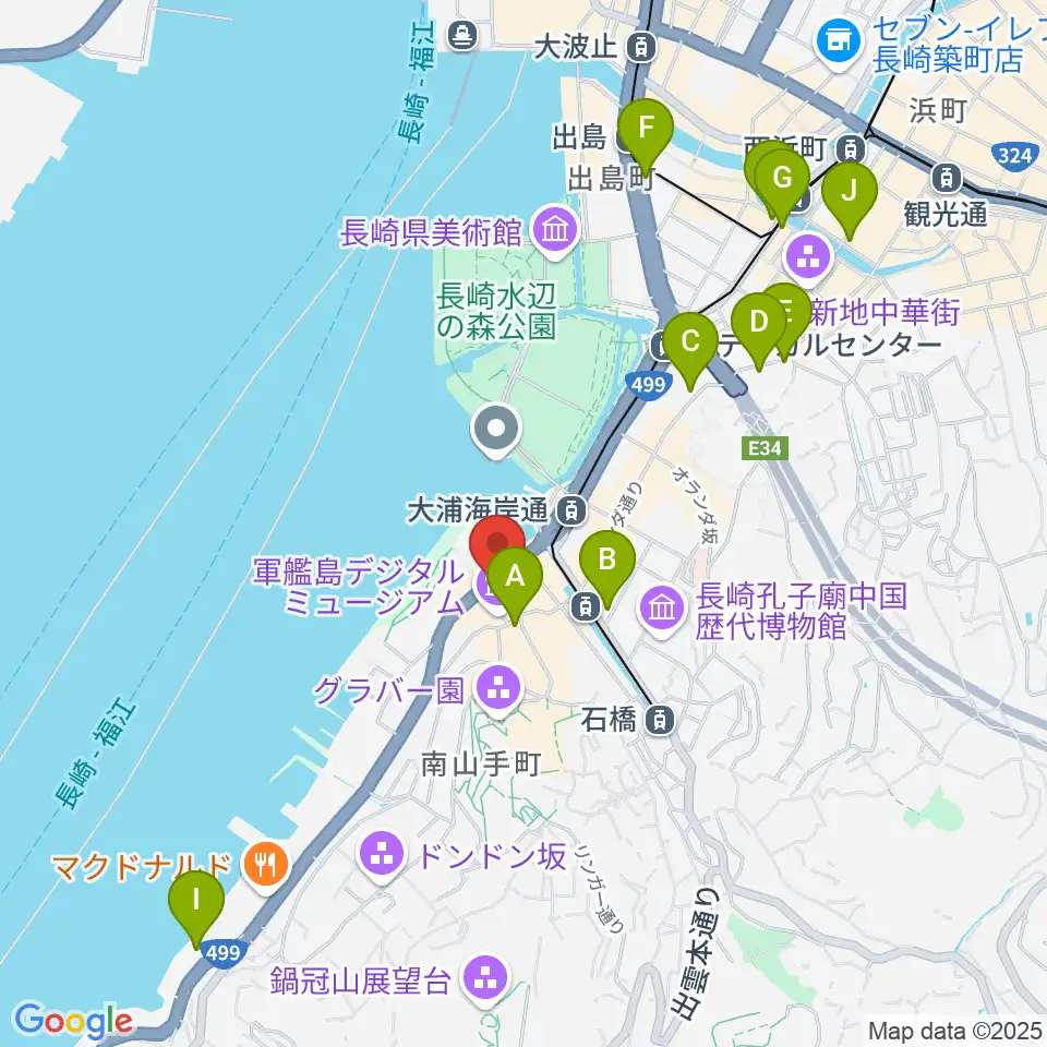 旧香港上海銀行長崎支店記念館周辺のコンビニエンスストア一覧地図