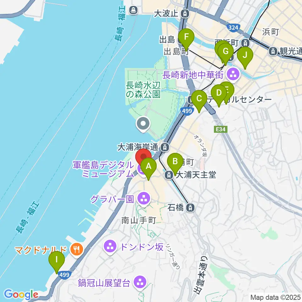 旧香港上海銀行長崎支店記念館周辺のコンビニエンスストア一覧地図